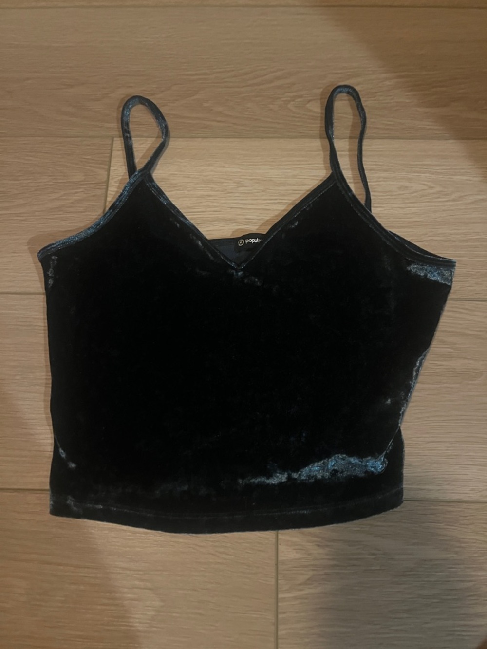 Velvet Emerald Spaghetti Strap Crop Top